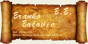 Branko Balović vizit kartica